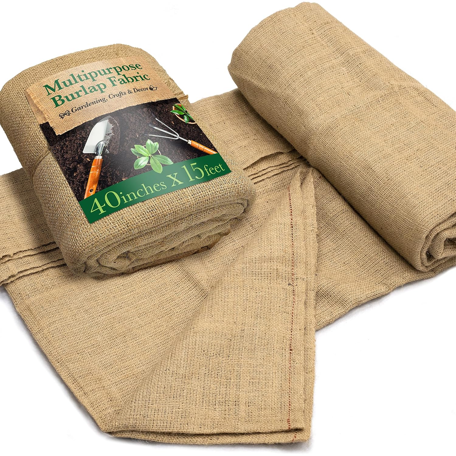 Burloptuous 40" X15 Feet Gardening Burlap Roll - Multipurpose Natural Burlap Fabric, High Density Jute Fiber Material For Decorations, Center Pieces For Home, Rustic Party Décor