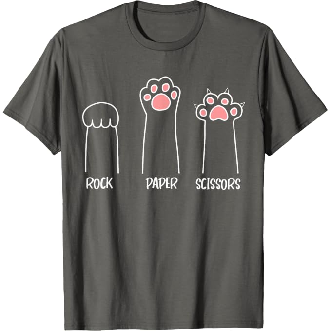 Introvert Cat Animal Rescue Pet Lover Apparel Rock Paper Scissors Hand Game Cute Paw Funny Cat T-Shirt