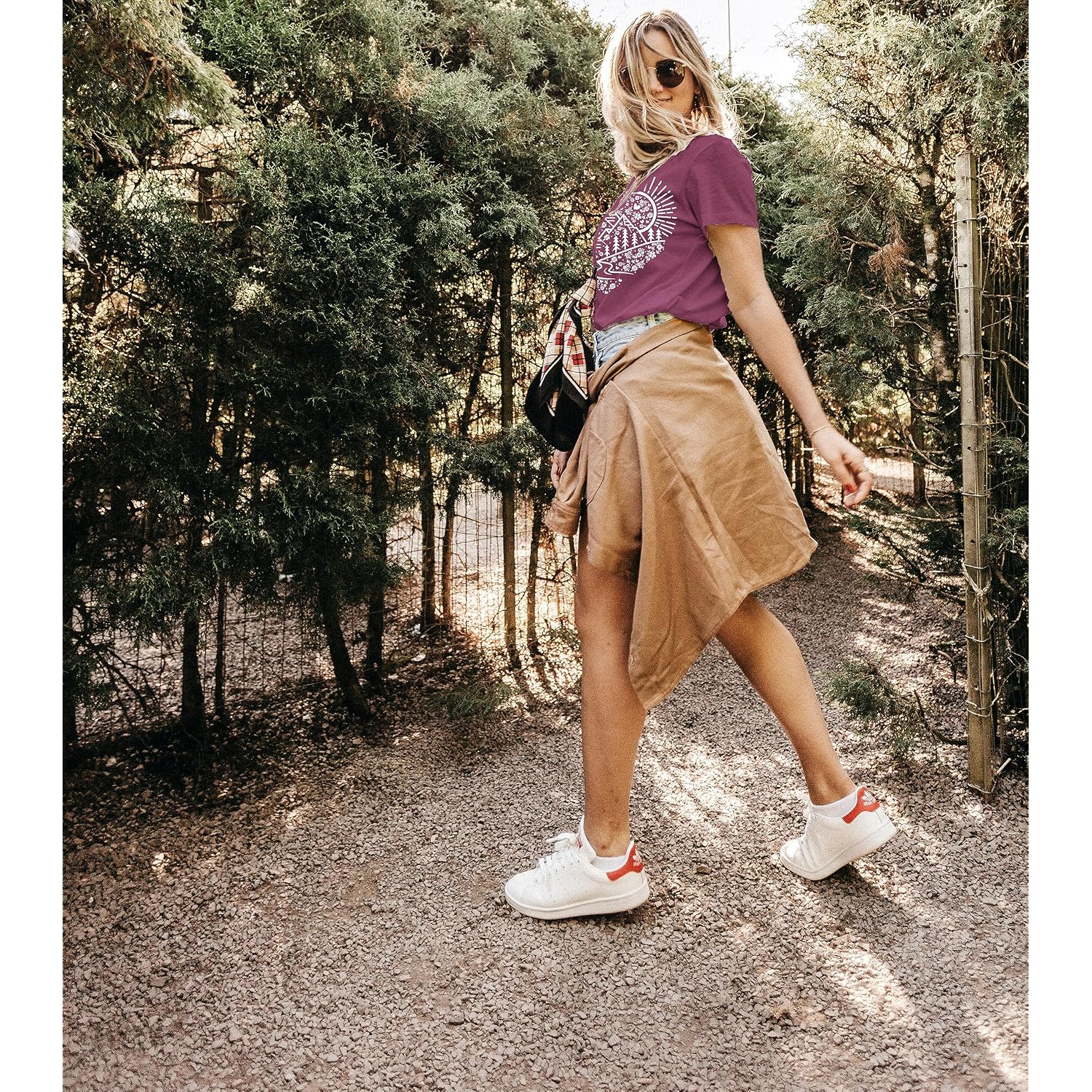 Women Adventure Awaits Outdoor Graphic Tee Shirt Kindness Heart Printed Hike Mountain Nature Travel Shirt Workout Tops Purple-a