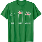 Introvert Cat Animal Rescue Pet Lover Apparel Rock Paper Scissors Hand Game Cute Paw Funny Cat T-Shirt