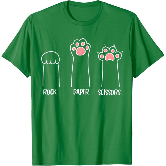 Introvert Cat Animal Rescue Pet Lover Apparel Rock Paper Scissors Hand Game Cute Paw Funny Cat T-Shirt