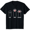 Introvert Cat Animal Rescue Pet Lover Apparel Rock Paper Scissors Hand Game Cute Paw Funny Cat T-Shirt