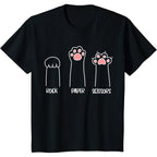Introvert Cat Animal Rescue Pet Lover Apparel Rock Paper Scissors Hand Game Cute Paw Funny Cat T-Shirt