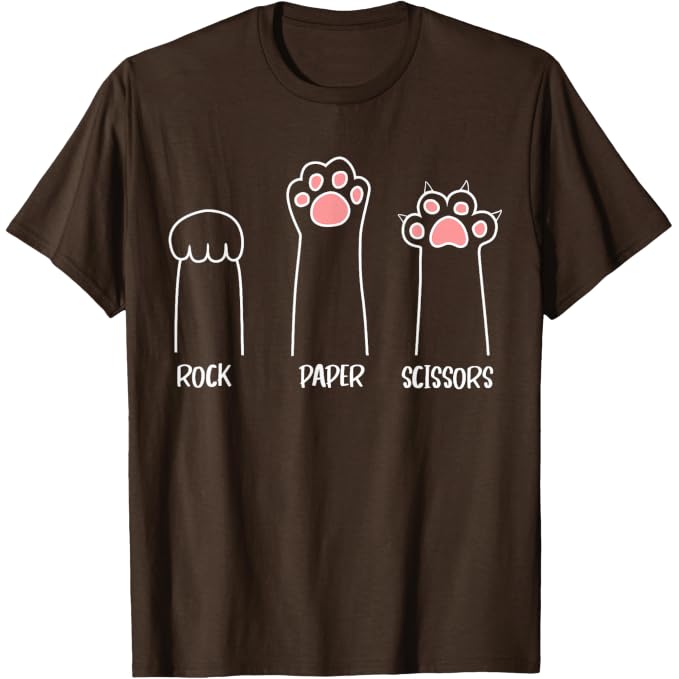 Introvert Cat Animal Rescue Pet Lover Apparel Rock Paper Scissors Hand Game Cute Paw Funny Cat T-Shirt