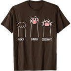 Introvert Cat Animal Rescue Pet Lover Apparel Rock Paper Scissors Hand Game Cute Paw Funny Cat T-Shirt
