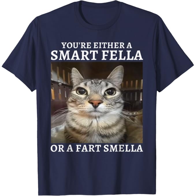 You're Either A Smart Fella Or A Fart Smella Funny Cat Meme | Funny T-Shirt