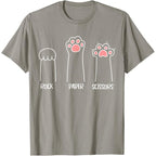 Introvert Cat Animal Rescue Pet Lover Apparel Rock Paper Scissors Hand Game Cute Paw Funny Cat T-Shirt