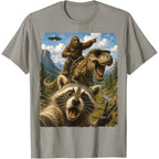 Funny Raccoon Selfie Bigfoot T Rex UFO | Funny T-Shirt
