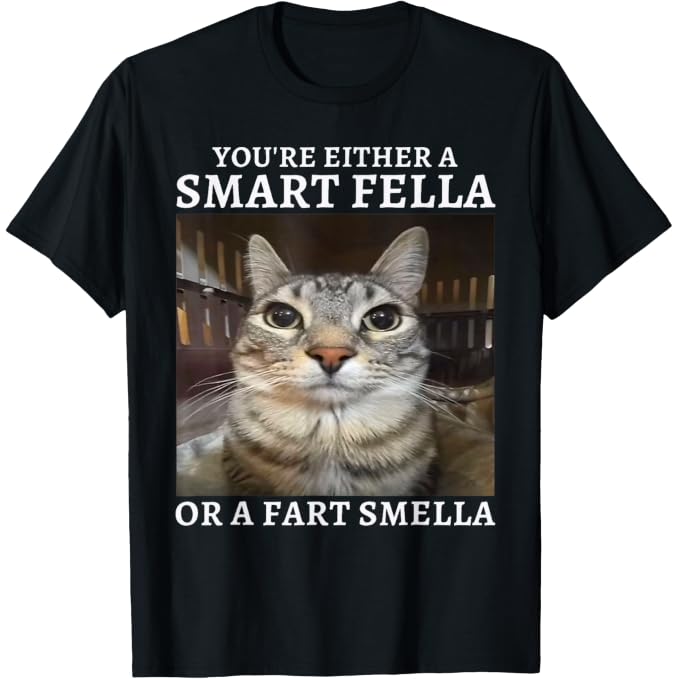 You're Either A Smart Fella Or A Fart Smella Funny Cat Meme | Funny T-Shirt